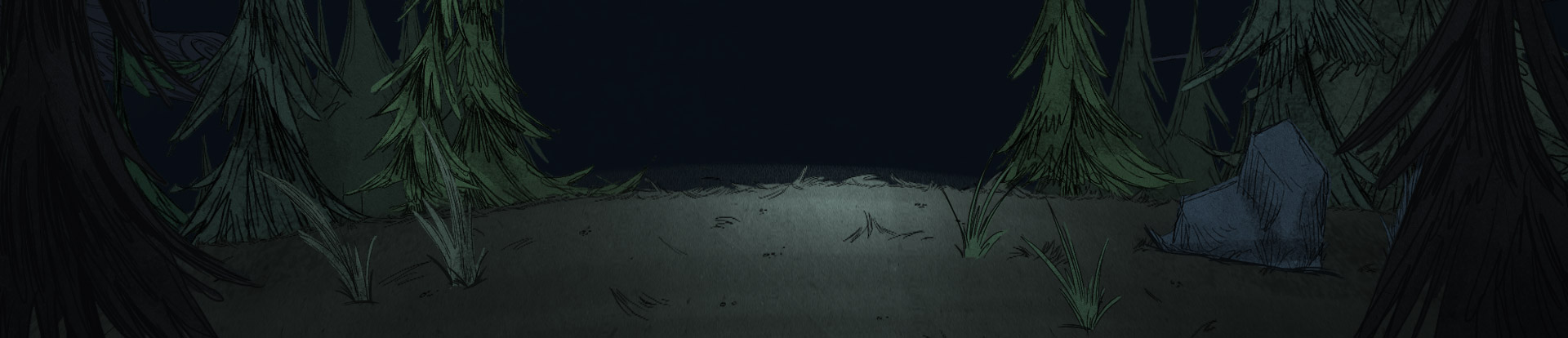 A dark forest in Don't Starve Together